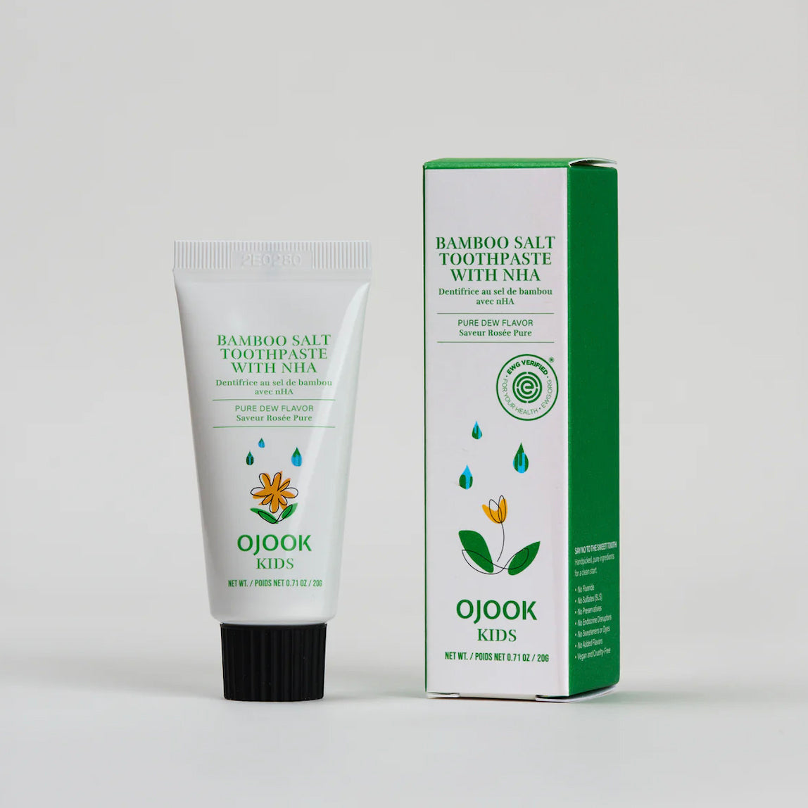 OJOOK kids bamboo salt toothpaste with NHA pure dew